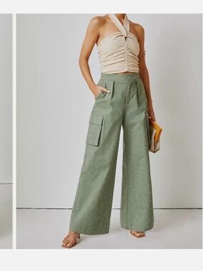 Avec Les Filles Embroidered Cargo Pants